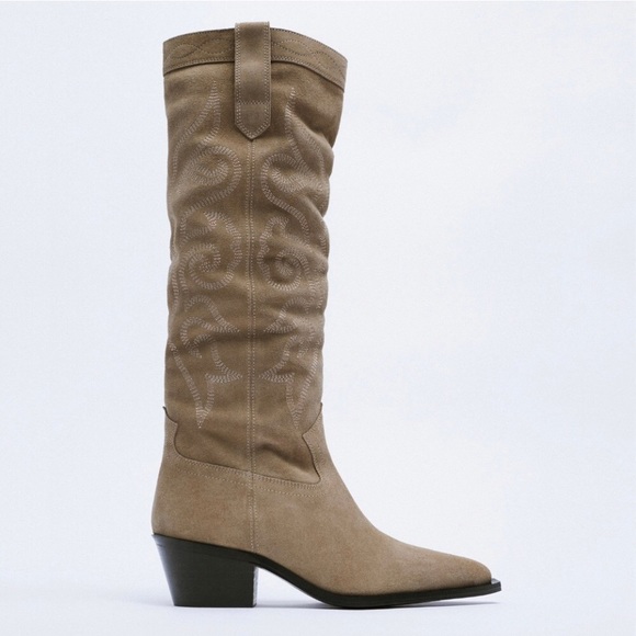 Zara Cowboy Boot - Tall Split Leather Suede - Picture 6 of 15